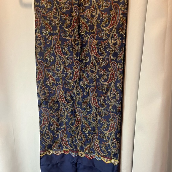 Men’s Silk Paisley Patterned Scarf - Blue and Gold - Picture 2 of 6